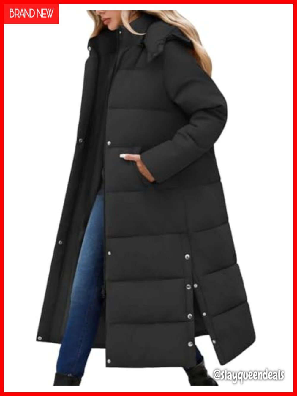 Long Puffer Coat Maxi Thickened Quilted Padded Jacket Winter Warm Zip Parka